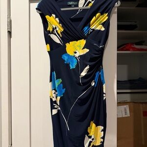 Ralph Lauren Navy Dress with Yellow and Blue Floral